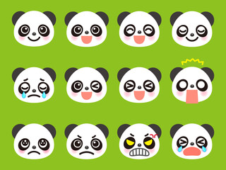 かわいいパンダのアイコンセット＿線なし
