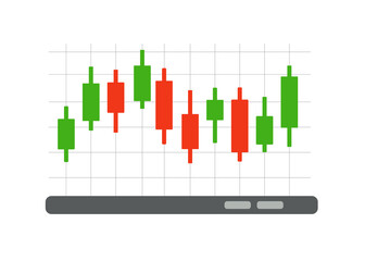 Candle Stick Chart on Mobile App. Stock Market Chart Performance. Vector Illustration Template.