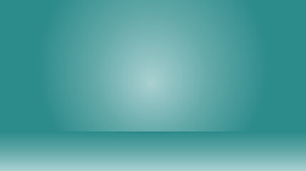Abstract blue, turquoise background. Blank empty space room for showing. Podium stage blue for product display. Vector gradient  texture.