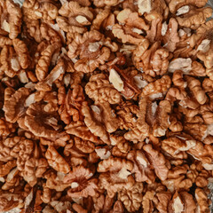 Walnuts. Texture of the nuts. Top view