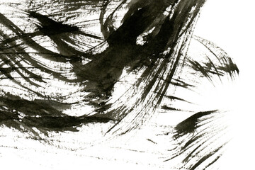 黒墨を筆で塗った和風背景