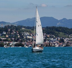 Fototapeta premium sailing ship on the lake