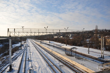 Naklejka premium railway in the winter