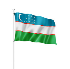 Uzbekistan flag isolated on white
