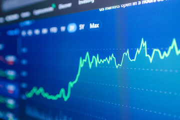 Grow Stock market trading graph in graphic concept.financial investment or economic trends business...