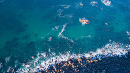 blue and big ocean from sky in Portugal