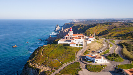 cabo da roca seen from sky with Sintra behind
