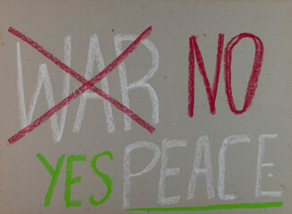 Peace world concept, cross out war word