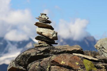 pepple tower in the mountains