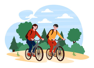 Couple riding bicycles