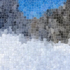 abstract nature marble plastic stony mosaic tiles texture background with grey grout - rock mountain gray snow white and sky blue colors