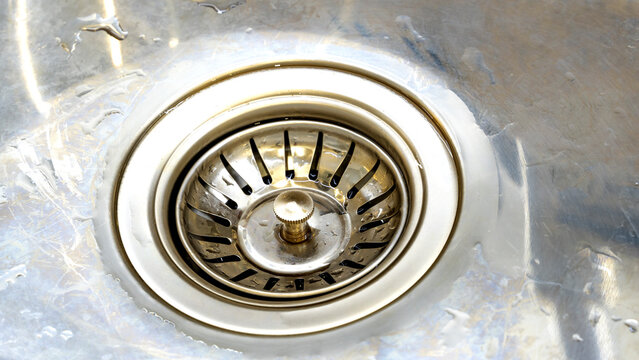 Drain hole at the sink in the kitchen