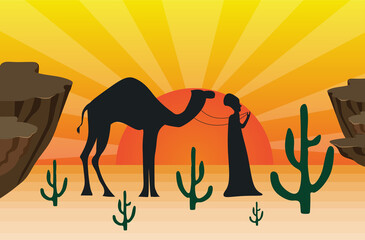 Camel and Muslim man