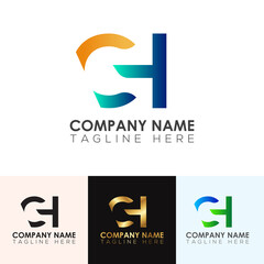 Abstract gradient CH letter logo design