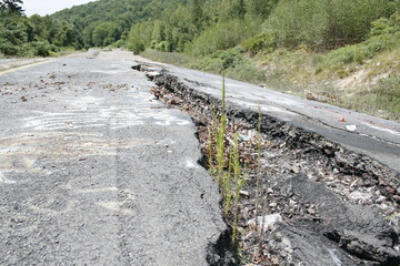 abandoned road in the mountains