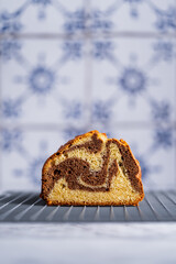 Traditional recipe of Portuguese Marble Cake with chocolate