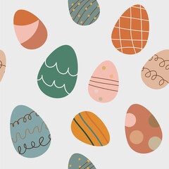 Boho Easter seamless pattern. Spring item. Catholic religion holiday. Vector stock illustration