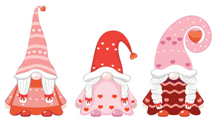 Three valentine gnome girls
