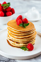 homemade pancakes with berries and fruits
