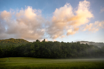 Foggy Morning Clouds Waft Across and Through Cataloochee Valley
