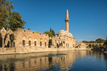 Rizvaniye Camii mosque and Balikligol fish lake in Sanliurfa, Turkey.