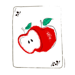 Illustration of detailed big shiny red apple 