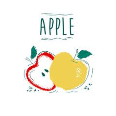 Cute doodle art apple fruit 