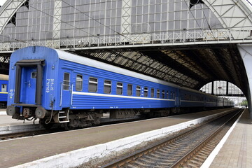 Naklejka premium Ukraine, Lviv, November 30, 2021, main station, rail transport, before the armed conflict of Russia,