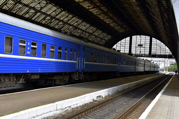 Fototapeta na wymiar Ukraine, Lviv, November 30, 2021, main station, rail transport, before the armed conflict of Russia,