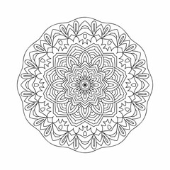 Floral mandala pattern in Arabic style. Coloring page for kids. Mandala line art in Arabian pattern for coloring pages. Flower mandala ornament decoration pattern vector.