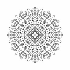 Mandala ornament decoration for coloring pages. Coloring page for kids. Indian style mandala pattern vector. Flower mandala decorative line art for coloring pages. Circular mandala element decoration.