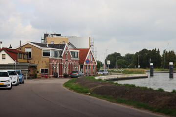 Old houses on Wilhelminakade along the Gouwe in Waddinxvee