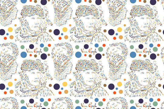 seamless repeating pattern. van gogh, vector illustration