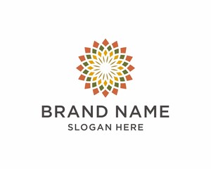 Traditional Asian Colorful Floral Pattern Stained Glass Mosaic Tiles Logo design inspiration, Lotus logo, mandala vector