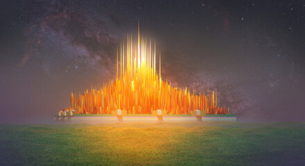 Fototapeta premium New Jerusalem Holy City of God religious depiction. Celestial city on earth.
