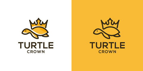 Turtle crown logo design template
