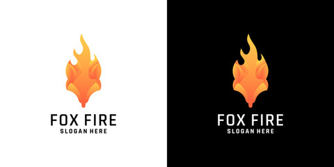 Fox fire logo design template