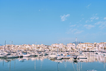 Fototapeta na wymiar Landscape of Marbella (Puerto Banus) Puerto Banus, Marbella February 25, 2022,