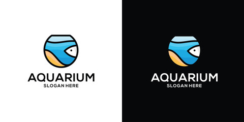 Aquarium fish logo design template