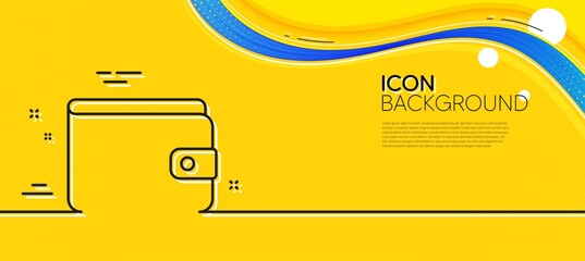 Fototapeta na wymiar Money Wallet line icon. Abstract yellow background. Cash symbol. Payment method sign. Minimal money Wallet line icon. Wave banner concept. Vector