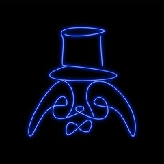 It's a rabbit in a magician's top hat. The illustration is suitable for use as a logo, neon signs in places related to entertainment. It can be used as a banner, printed on business cards 
