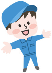 笑顔の作業員のイラスト