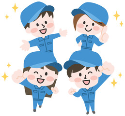 笑顔の作業員のイラスト
