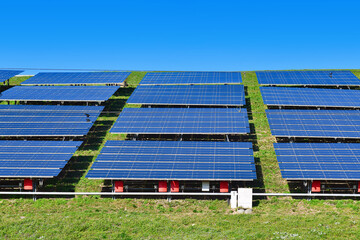 Solar energy photovoltaic system installed on hill