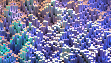 Fototapeta premium 3D rendering dynamic cubes abstract background, and neon lights, business, science, technology concept illustration. 