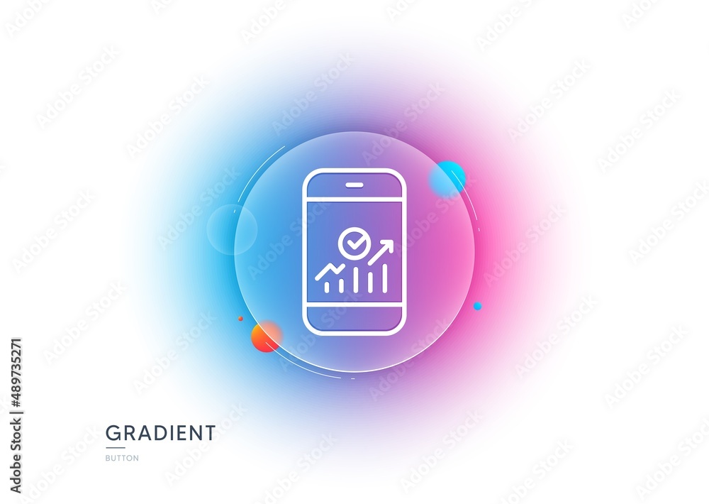 Poster smartphone audit or statistics line icon. gradient blur button with glassmorphism. business analytic