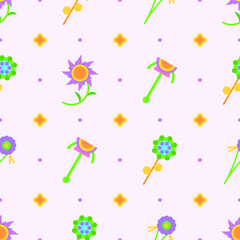 Seamless Pattern Abstract Elements Different Plant Botanic Vector Design Style Background Illustration Texture For Prints Textiles, Clothing, Gift Wrap, Wallpaper, Pastel