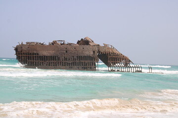 Cabo Santa Maria ship has been stranded for 50 years on the sands of Santa Maria beach in Boa Vista