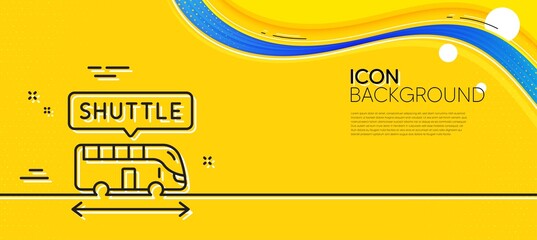 Naklejka na ściany i meble Shuttle bus line icon. Abstract yellow background. Airport transport sign. Transfer service symbol. Minimal shuttle bus line icon. Wave banner concept. Vector