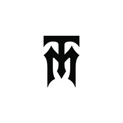 artistic letter T M logo initial with medieval style